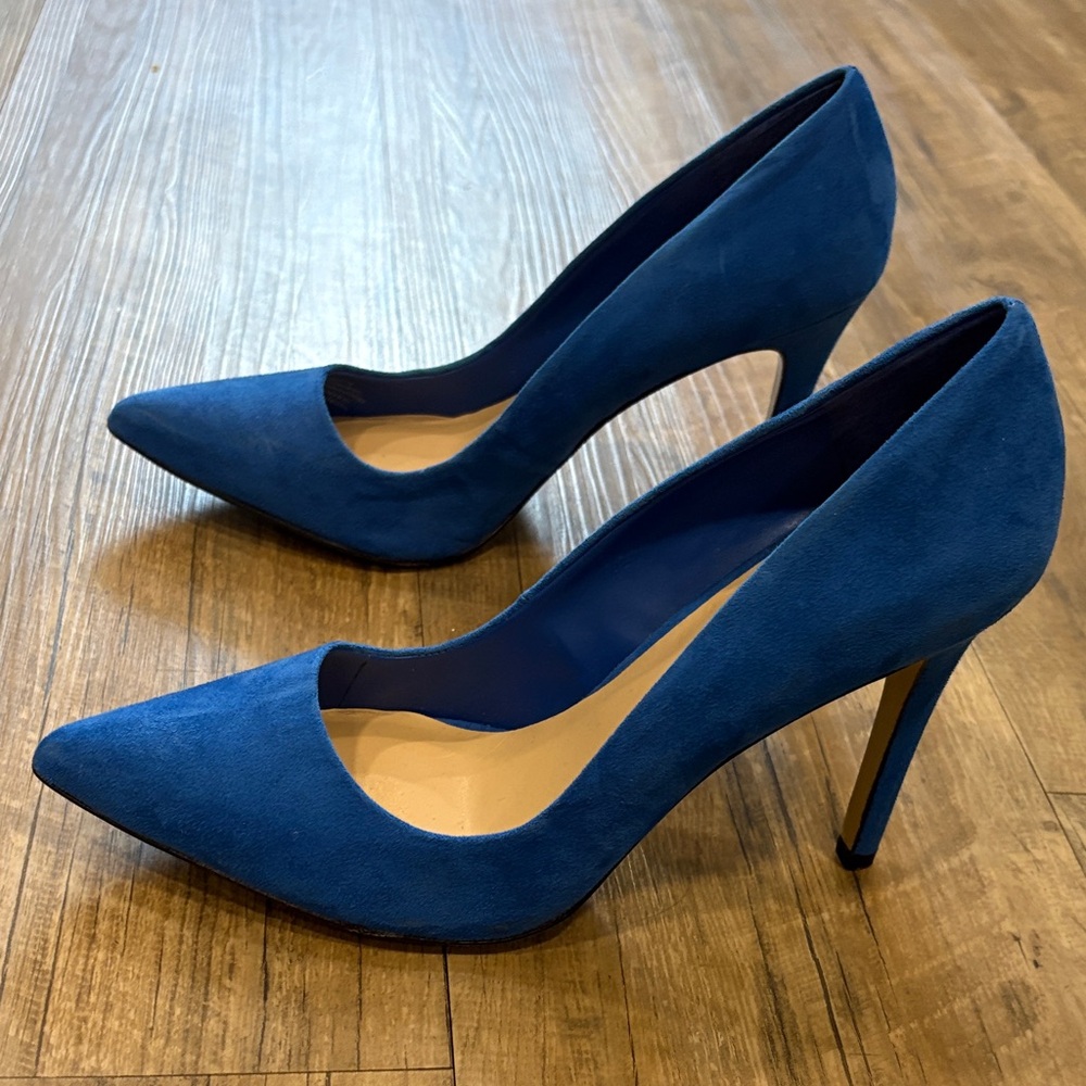Saks Fifth Avenue Elegant Blue Suede Women's Heels